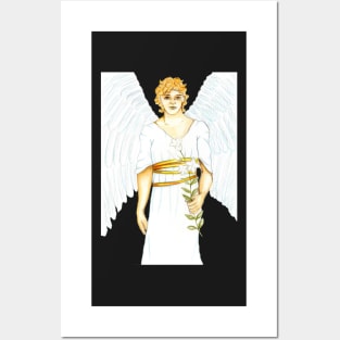 Archangel Gabriel the Messenger Angel- Black Posters and Art